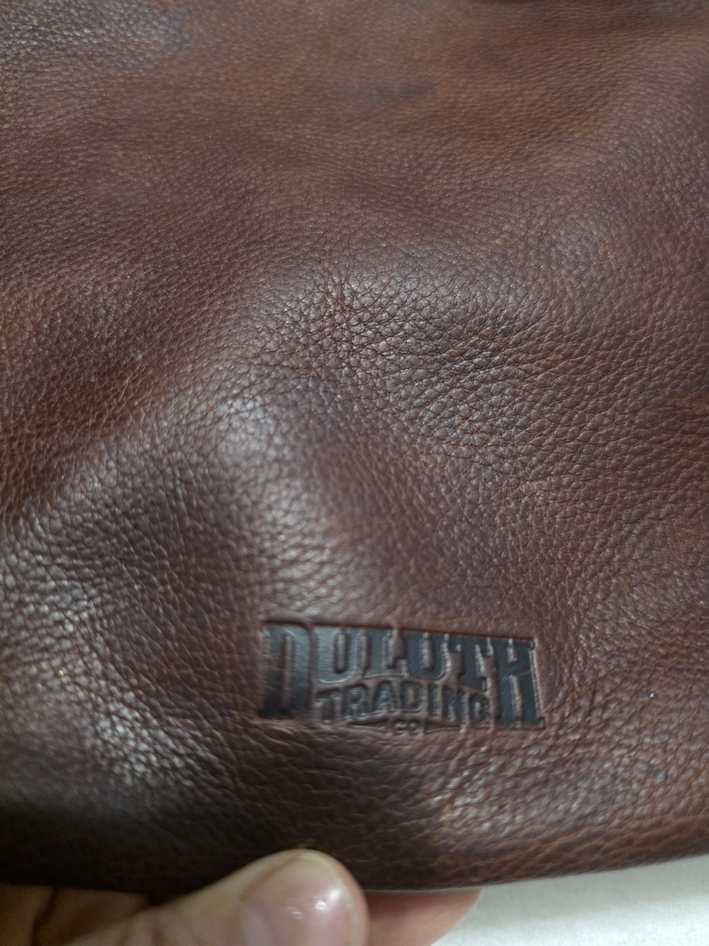 Duluth Trading Co. Leather Travel Duffel Bag in Brown
